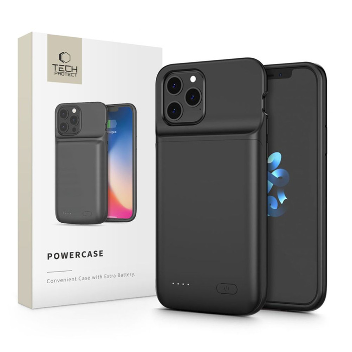 Etui TECH-PROTECT Powercase 4800MAH iPhone 12/12 Pro Black Czarne Case