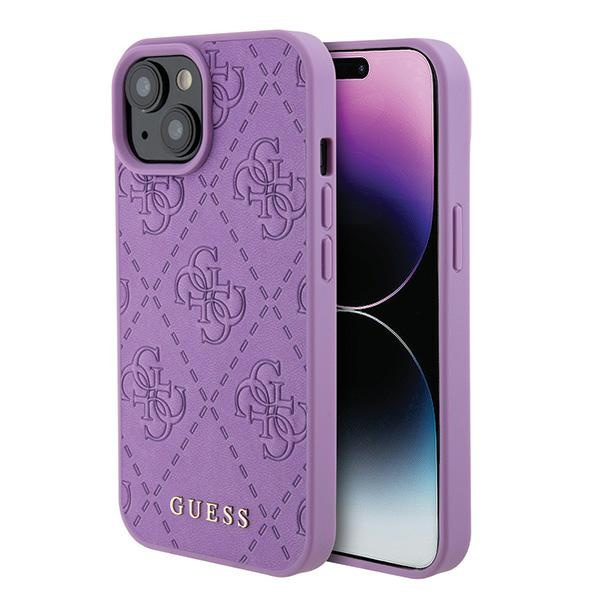 Etui Guess GUHCP15SP4EPMU iPhone 15 6.1" fioletowy/light purple hardcase Leather 4G Stamped Case