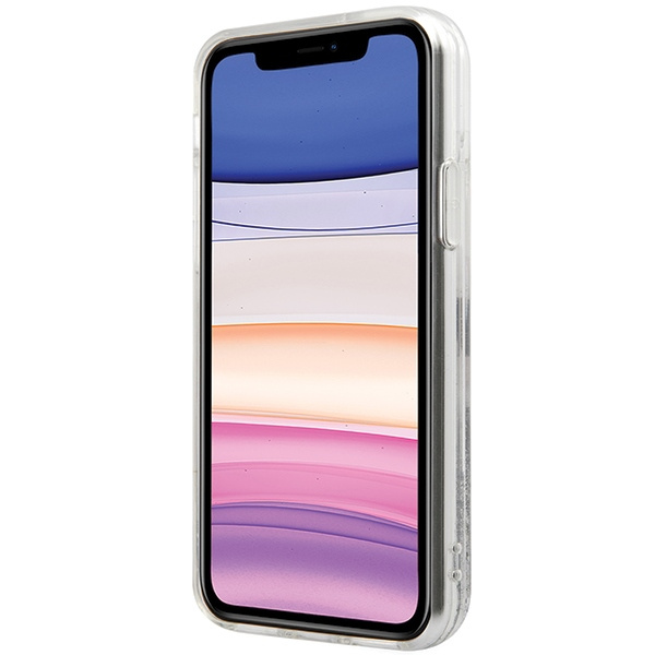 Etui Karl Lagerfeld KLHCN61LDHKCNS iPhone 11 / Xr 6.1" srebrny/silver hardcase Liquid Glitter Karl & Choupette Heads Case