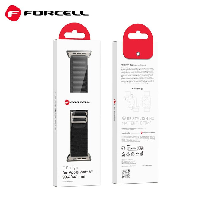 Pasek do Apple Watch Forcell F-Design FA13 sprzączka włókno poliestrowe 38 / 40 / 41 mm czarny