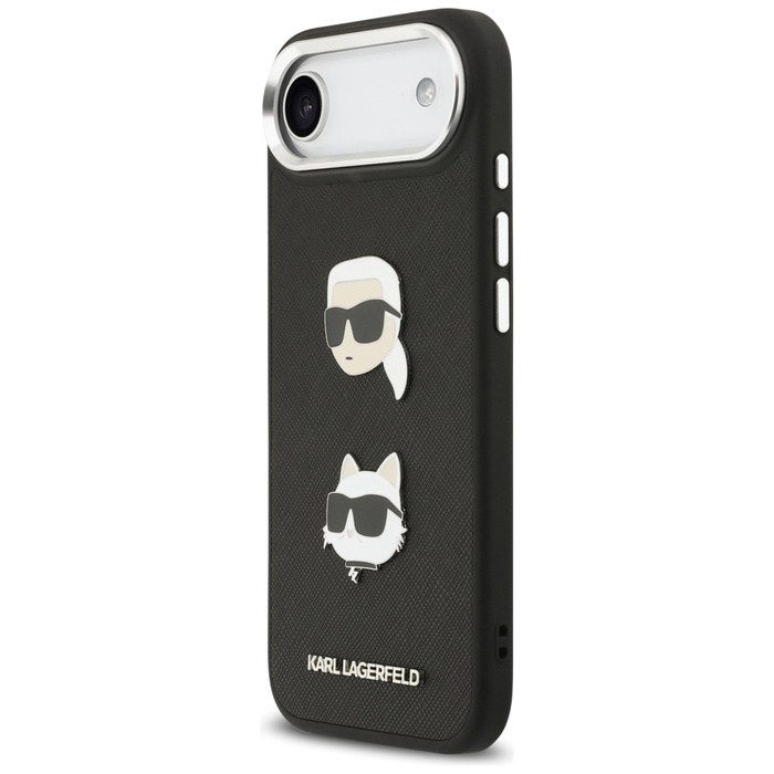 Etui Karl Lagerfeld FW Grained Karl &    Choupette Heads Pins & Logo do iPhone Air czarny