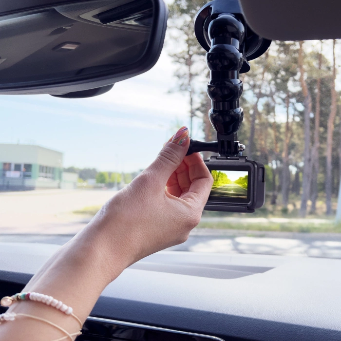 Uchwyt z przyssawką do GoPro, DJI, Insta360, SJCam, Eken + adapter do smartfona - czarny