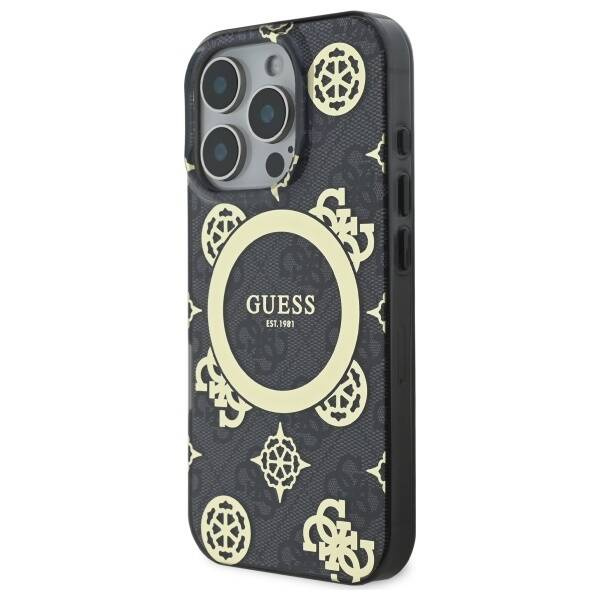 Etui Guess iPhone 16 Pro 6.3"  czarny/black hardcase IML Peony On 4G Background MagSafe