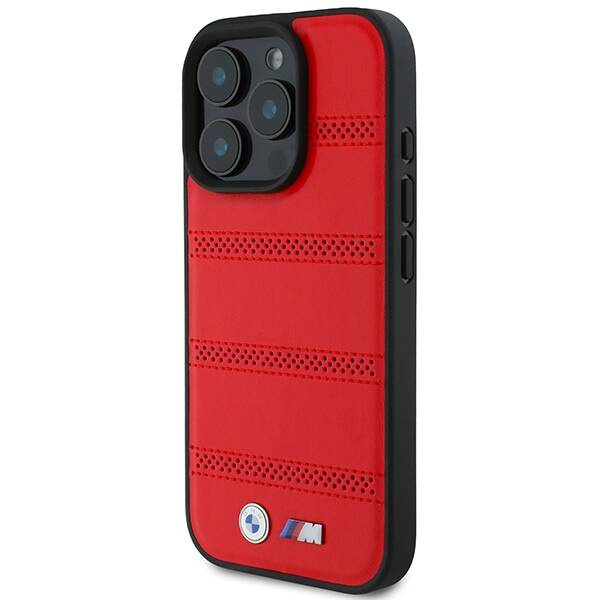 Etui BMW iPhone 16 Pro 6.3" czerwony/red hardcase M Perforated And Stitched Line MagSafe