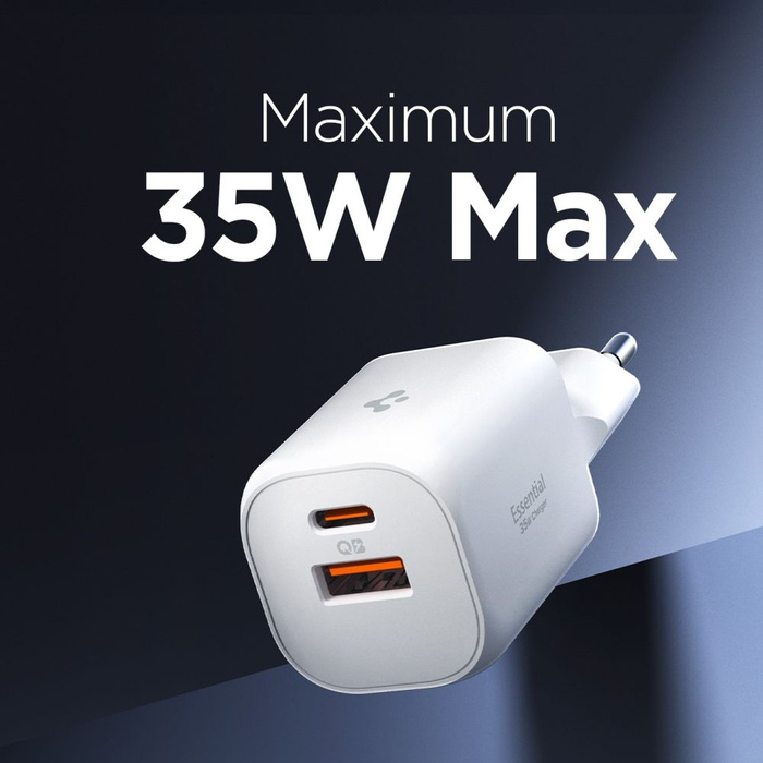 ŁADOWARKA SIECIOWA SPIGEN ESSENTIAL EE352EU 2-PORTOWA 35W BIAŁA