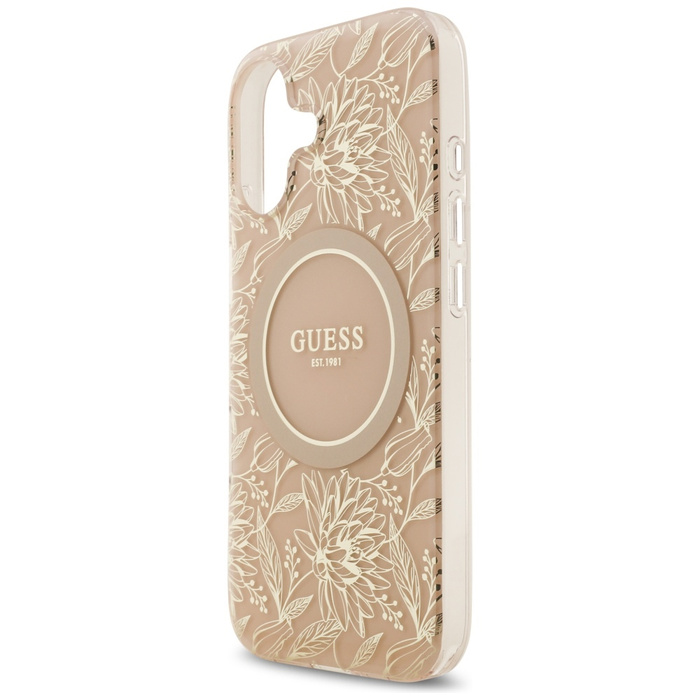 Etui Guess IML Flowers Electro Pearl     Strap MagSafe do iPhone 17 różowy