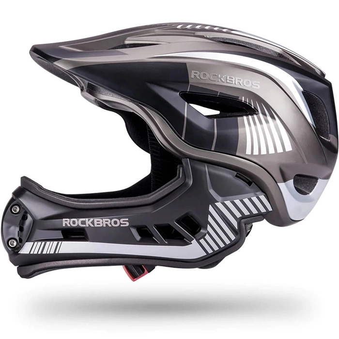Kask rowerowy Rockbros TT-32SBTG-M dziecięcy z odpinaną szczęką rozmiar M - szary