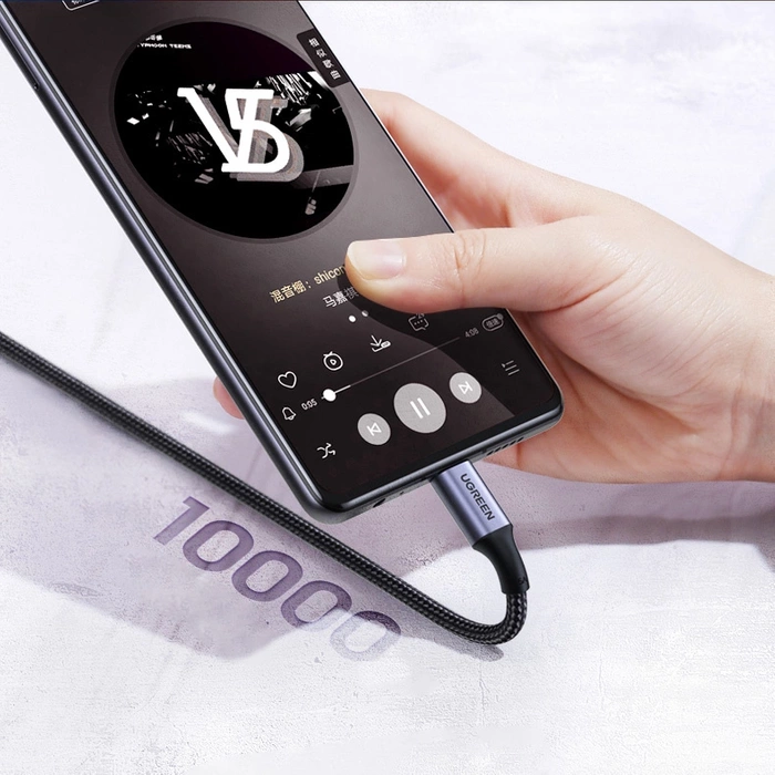 Kabel USB-C do USB-C, kątowy UGREEN US334 5A, PD 100W, 1m (czarny)