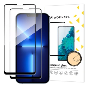 Wozinsky zestaw 2x super wytrzymałe szkło hartowane Full Glue na cały ekran z ramką Case Friendly iPhone 16e, iPhone 14, iPhone 13 Pro / iPhone 13 czarny