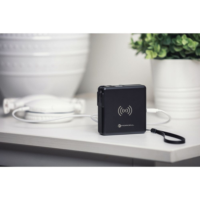FORCELL F-ENERGY ładowarka wielofunkcyjna 5w1 20W PD z kablem typ C/lightning, power bankiem 10000mAh i ład. bezprzew. 15W