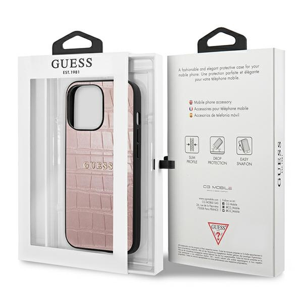 Etui GUESS Apple iPhone 13 13 Pro Croco Strap Collection Różowy Case