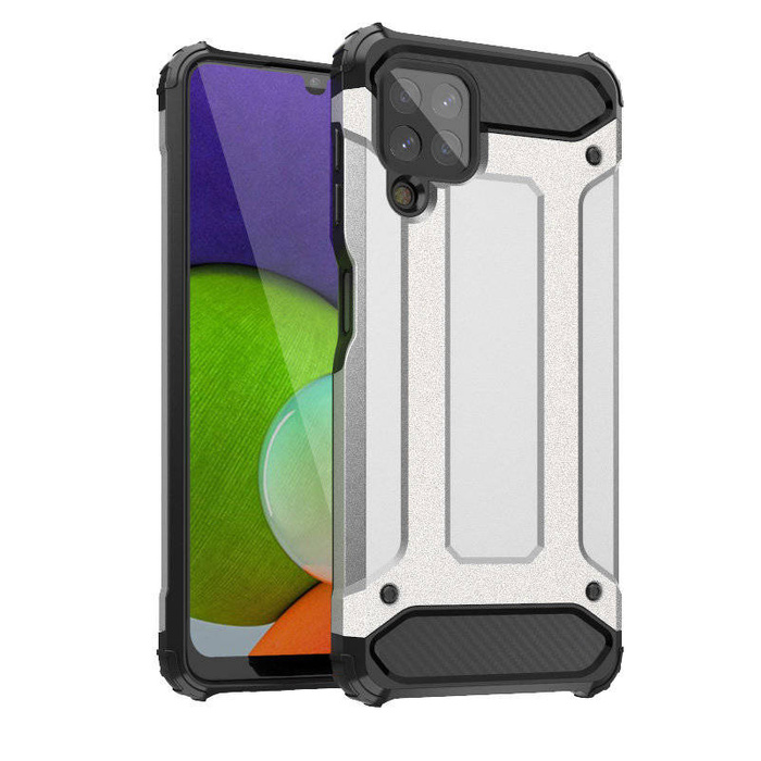 Hybrid Armor pancerne hybrydowe etui pokrowiec Samsung Galaxy A22 4G srebrny