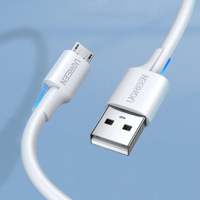 Kabel UGREEN Micro USB USB-A QuickCharge 3.0 2.4A 0.50m Biały