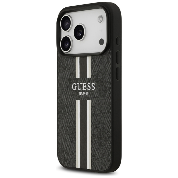 Etui Guess 4G Printed Stripes MagSafe do iPhone 17 Pro czarny