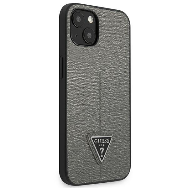 Etui GUESS Apple iPhone 13 Mini Saffiano Triangle Logo Srebrny Hardcase