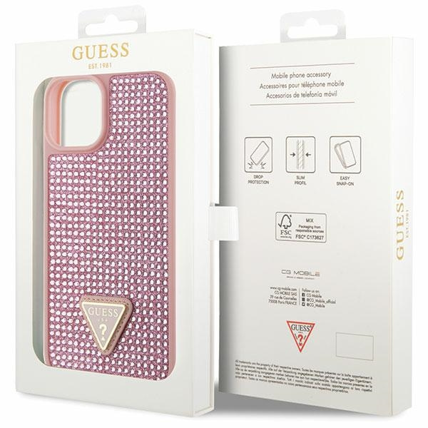 Etui Guess GUHCP14MHDGTPP iPhone 14 Plus 6.7" różowy/pink hardcase Rhinestone Triangle Case
