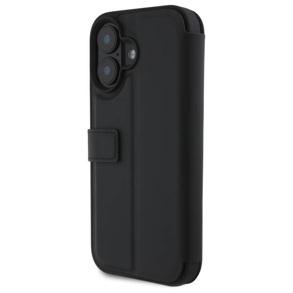 Etui BMW iPhone 16 czarny/black bookcase Signature Leather Wordmark
