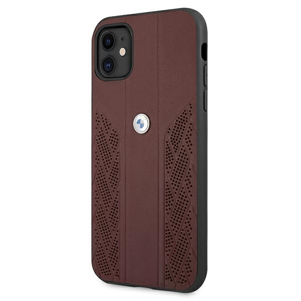 Etui BMW Apple iPhone 11 Leather Curve Perforate Czerwony Hardcase