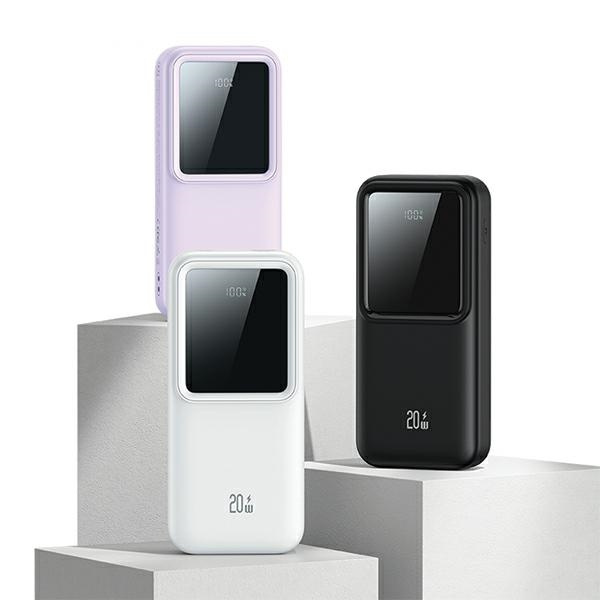 USAMS Powerbank z wbudowanymi kablami USB-C+Lightning 30000 mAh 20W PD+Qc 3.0 Fast Charge X-chel Series biały/white 30KCD21302 (US-CD213)