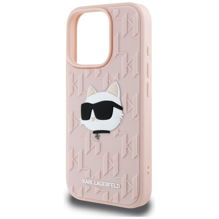 Etui Karl Lagerfeld 3D Rubber Monogram   & Choupette do iPhone 16 Pro różowy