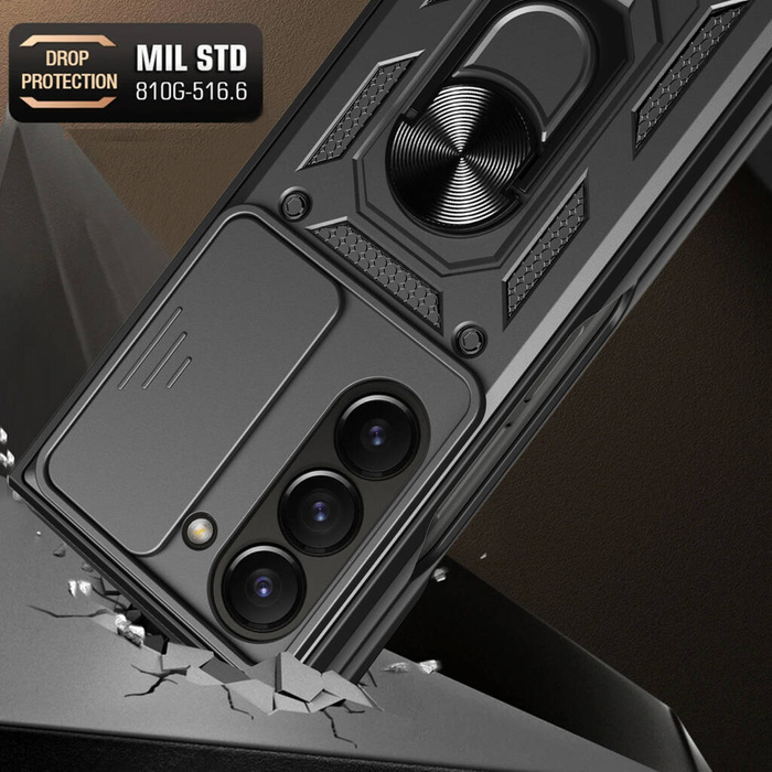 Etui pancerne Hybrid Armor Camshield do Galaxy Z Fold 5 5G z osłoną na aparat - czarne