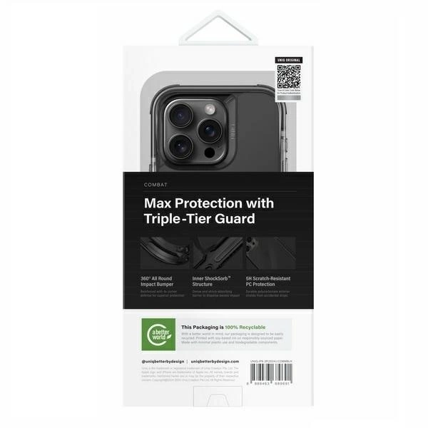 Etui UNIQ Combat iPhone 16 Pro 6.3" Magclick Charging czarny/carbon black