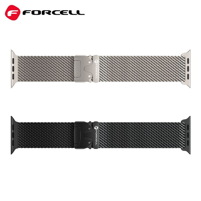 Pasek do Apple Watch Forcell F-Design FA11 zatrzask stal 42 / 44 / 45 / 49 mm srebrny