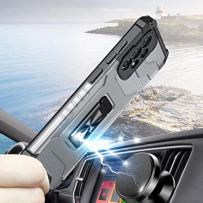 Crystal Ring Case pancerne hybrydowe etui pokrowiec + magnetyczny uchwyt Samsung Galaxy A13 5G czarny