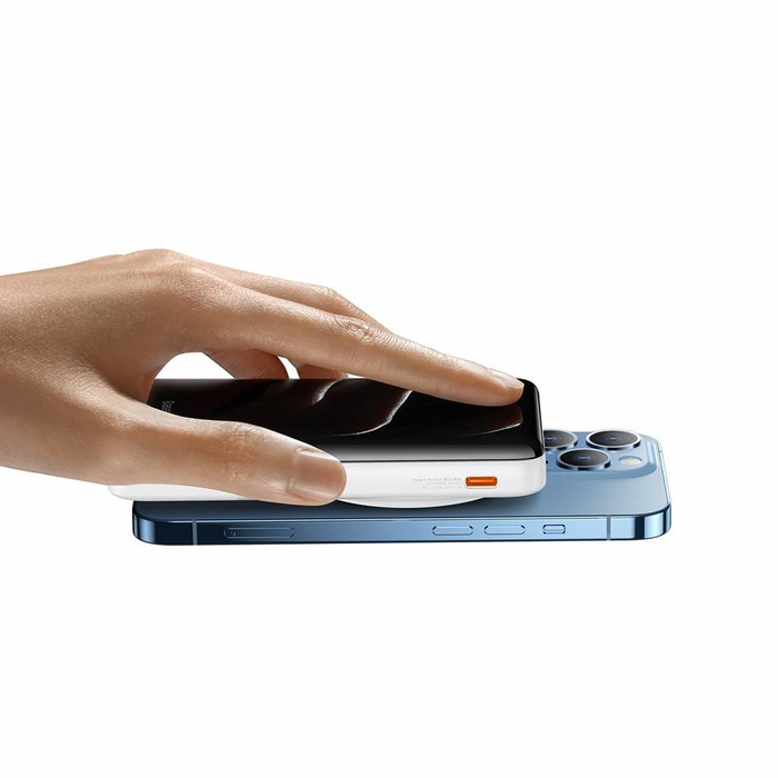 Baseus Magnetic Bracket powerbank z bezprzewodowym ładowaniem MagSafe 10000mAh 20W Overseas Edition biały (PPCX000202) z Kablem USB-C 0,5m