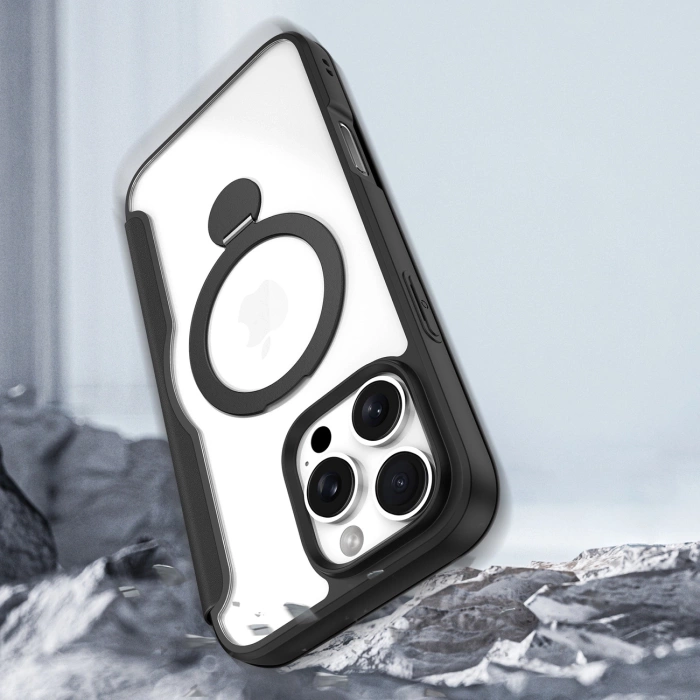 Etui Dux Ducis Skin X Pro na iPhone 16 Pro z MagSafe, klapką i podstawką - czarne