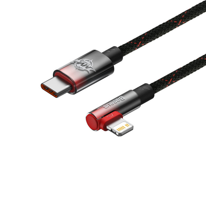 Baseus MVP 2 Elbow kątowy kabel przewód Power Delivery z bocznym wtykiem USB Typ C / Lightning 1m 20W czerwony (CAVP000220)