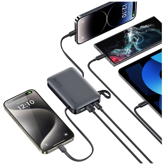 Powerbank USAMS XR Series CD228 10000mAh 20W + kabel USB-C/Lightning biały