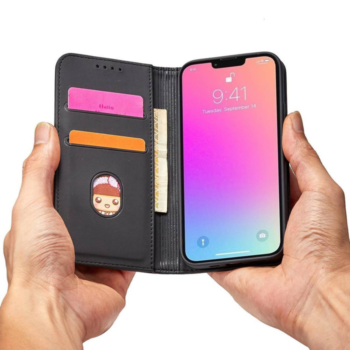 Magnet Card Case etui iPhone 14 Plus pokrowiec z klapką portfel podstawka czarne