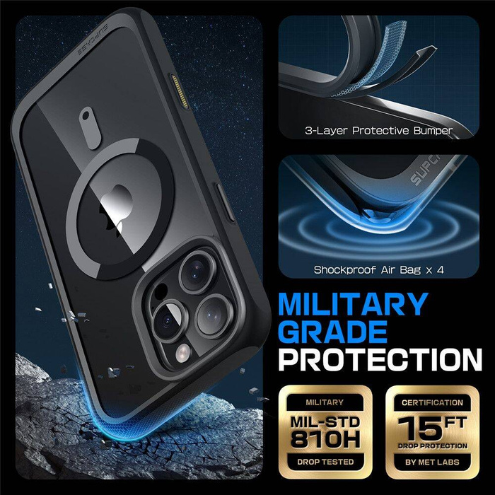 ETUI SUPCASE UB MAG MAGSAFE IPHONE 16 PRO MAX BLACK