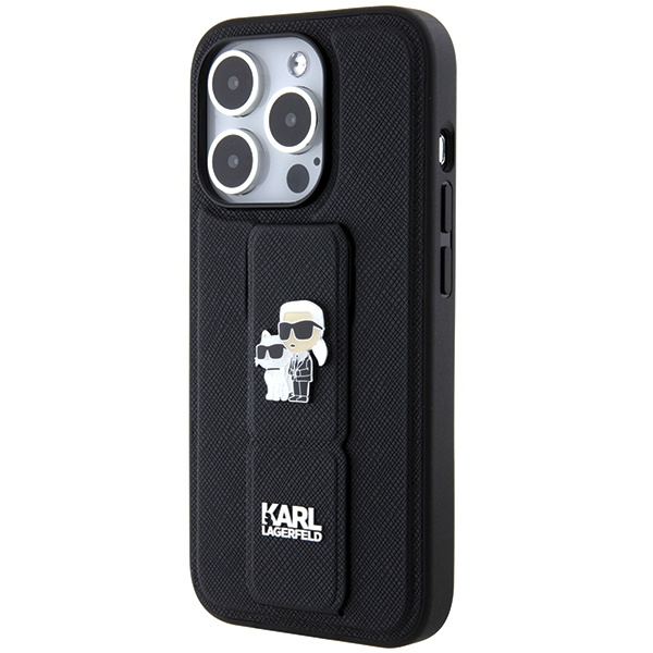 Etui Karl Lagerfeld KLHCP13LGSAKCPK iPhone 13 Pro / 13 6.1" czarny/black hardcase Gripstand Saffiano Karl&Choupette Pins Case