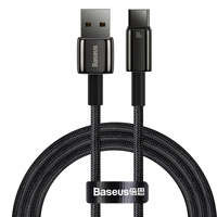 [PO ZWROCIE] Baseus Tungsten Gold kabel USB-A - USB-C 480Mb/s 100W 1m czarny (CAWJ000001)
