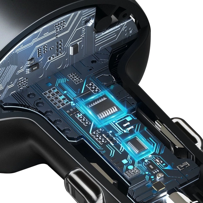 Baseus Enjoy transmiter FM ładowarka samochodowa LED 2x USB / 3,5mm jack bezprzewodowy odtwarzacz MP3 Bluetooth 5.0 3.4A czarny (CCLH-01)