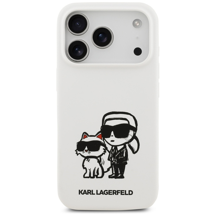 Etui Karl Lagerfeld Silicone K&C Sketch  & Logo MagSafe do iPhone 17 Pro biały