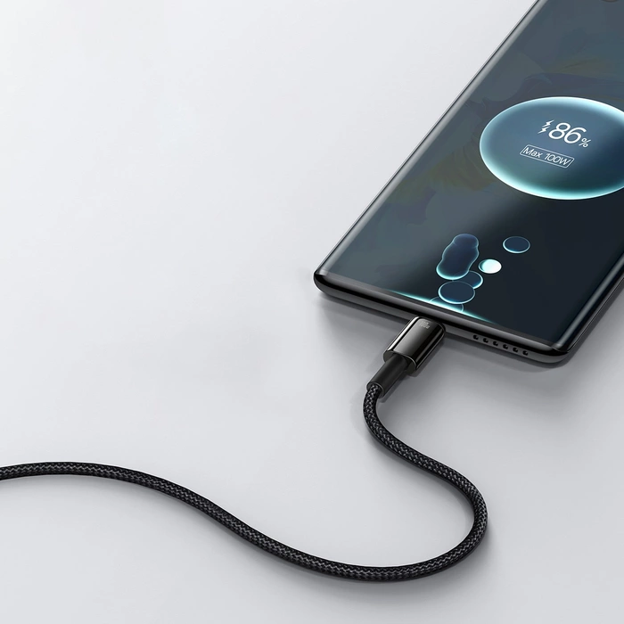 [PO ZWROCIE] Baseus Tungsten Gold kabel USB-A - USB-C 480Mb/s 100W 2m czarny (CAWJ000101)