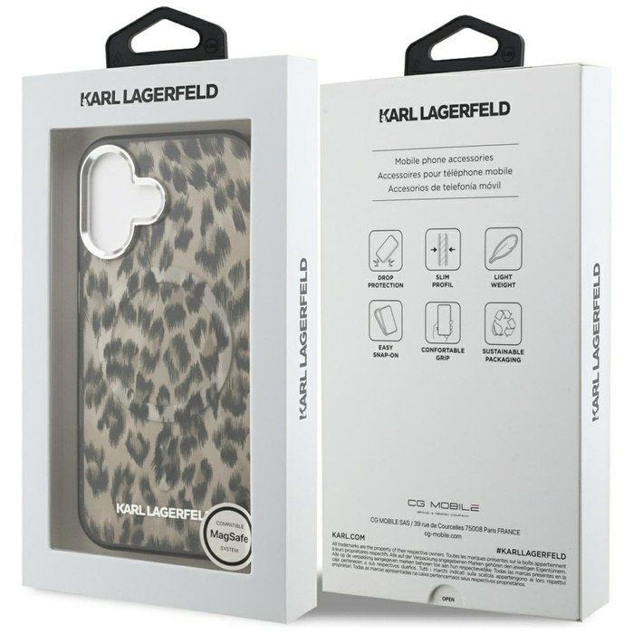 Etui Karl Lagerfeld iPhone 16 IML Leopard Pattern MagSafe Brązowy