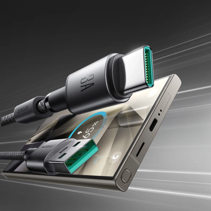 Kabel Joyroom S-A50 Unlimited Series 3A USB-A - USB-C z organizerem magnetycznym 1,2m - szary