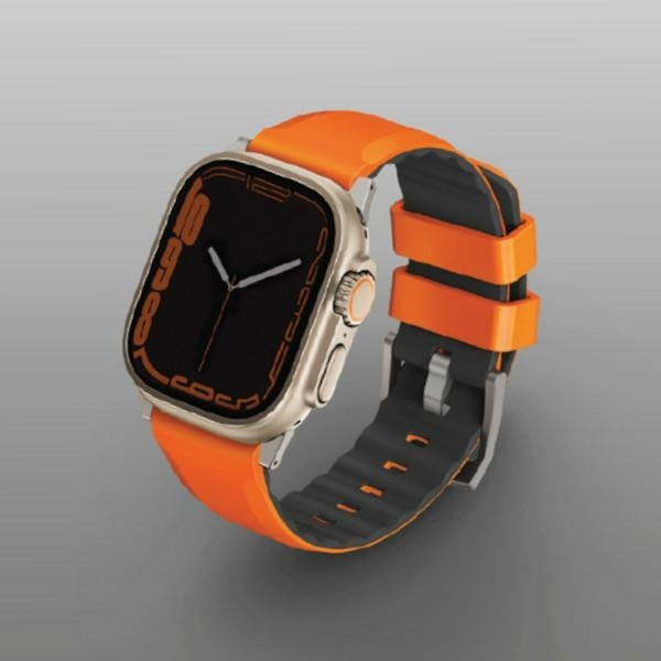 UNIQ pasek Linus Apple Watch Series 1/2/3/4/5/6/7/8/SE/SE2/Ultra 42/44/45/49mm Airosoft Silicone pomarańczowy/volt orange