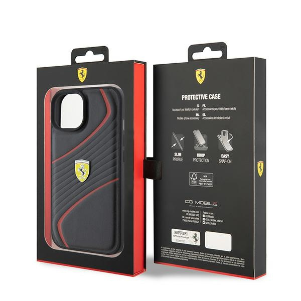 Etui Ferrari FEHCP15SPTWK iPhone 15 6.1" czarny/black hardcase Twist Metal Logo Case