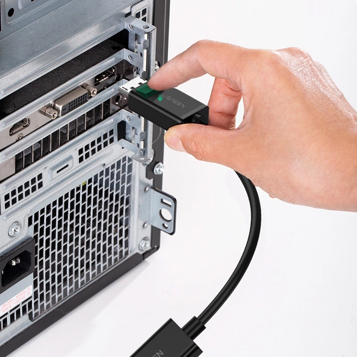 Ugreen przejściówka kabel przewód z DisplayPort (męski) na HDMI (żeński) (jednokierunkowy) 4K 30Hz 12bit czarny (40363)