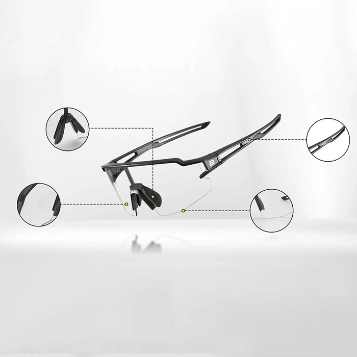 Okulary rowerowe Rockbros 10173 fotochromowe UV400 -  czarno-czerwone