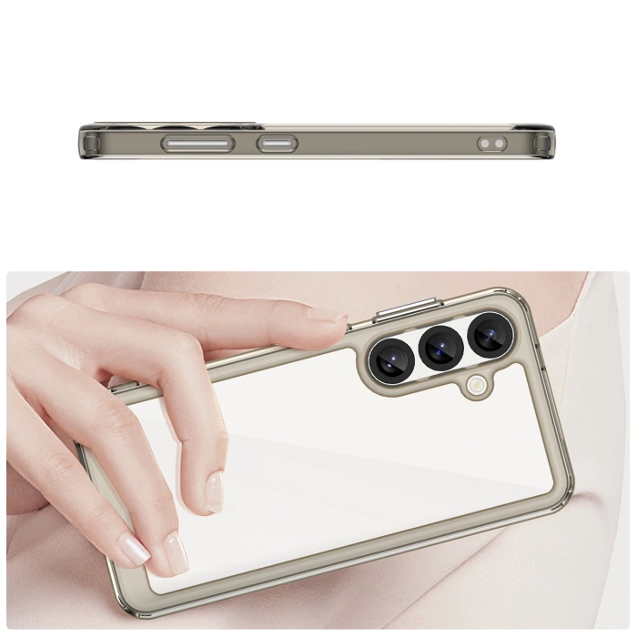 Etui silikonowe Outer Space Case z żelową ramką do Samsung Galaxy S25 - przezroczysto-czarne