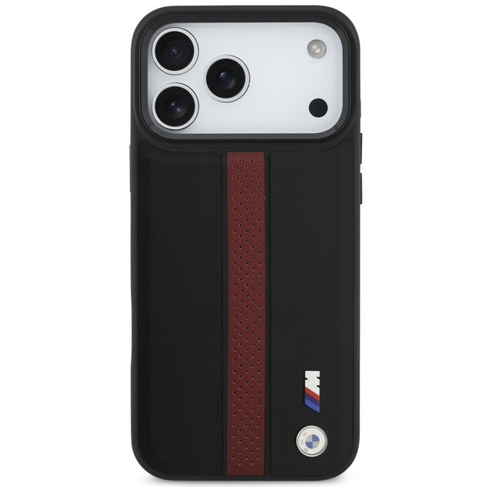 Etui BMW M Perforated Stripe Logo        MagSafe do iPhone 17 Pro Max czerwony