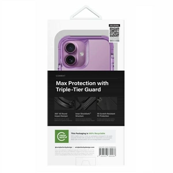 Etui UNIQ Combat iPhone 16 6.1" Magclick Charging różowy/grape pink