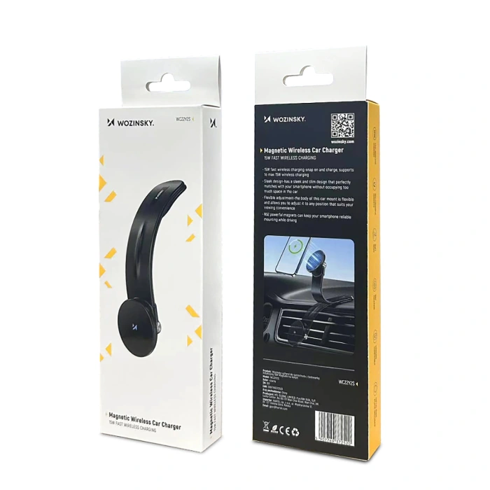 Uchwyt samochodowy Wozinsky WCZ2Y2S magnetyczny z ładowarką indukcyjną 15W MagSafe do samochodu na kokpit - czarny