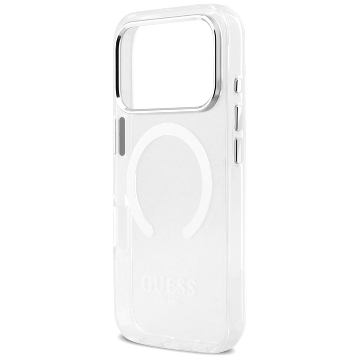 Etui Guess Metal Outline MagSafe do      iPhone 17 Pro srebrny